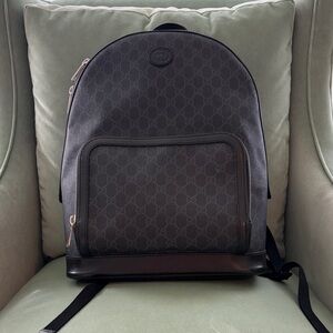 Gucci Dark Gray GG Supreme Monogram Backpack
